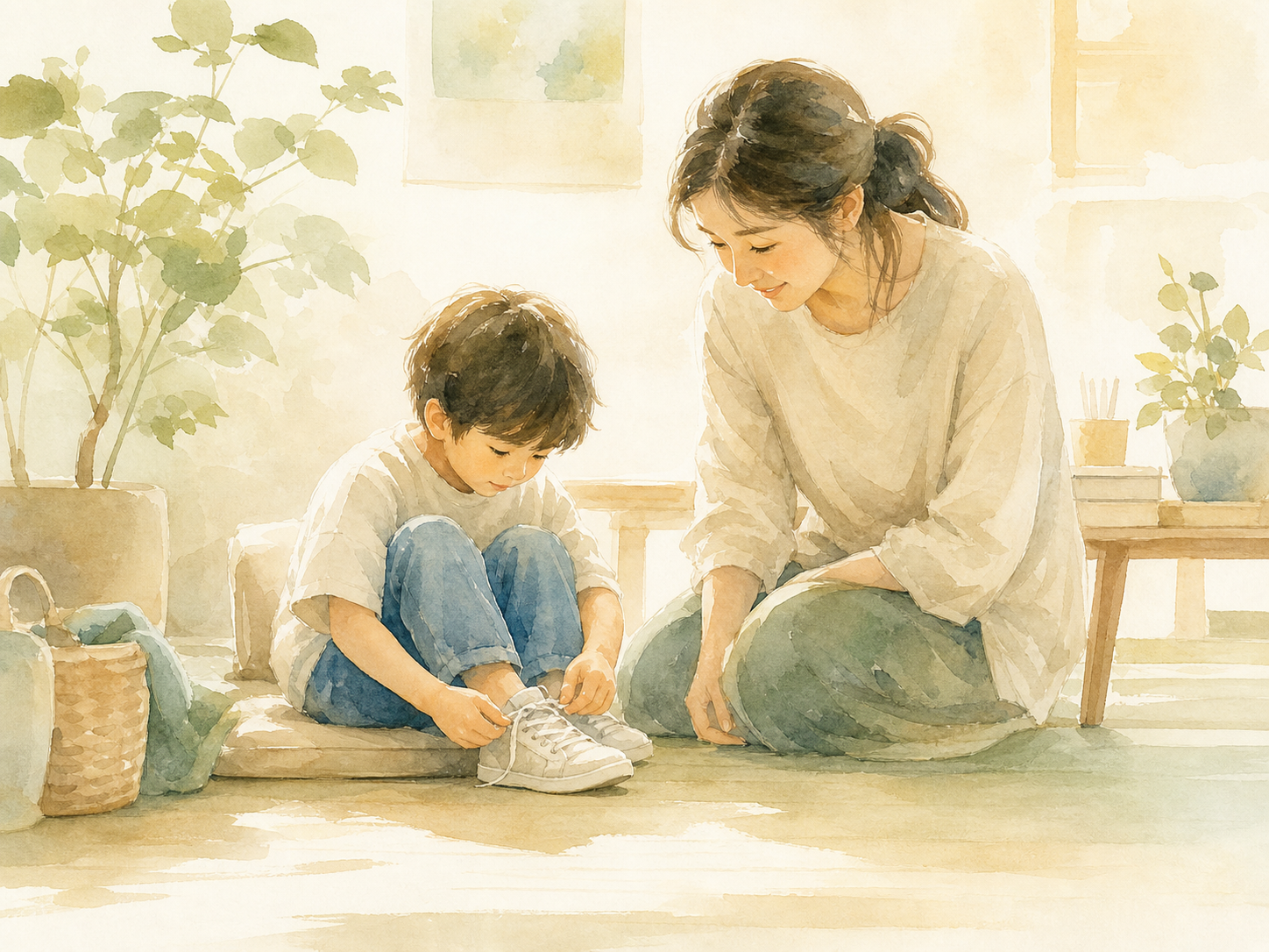Minimal watercolor painting about skill practice.
