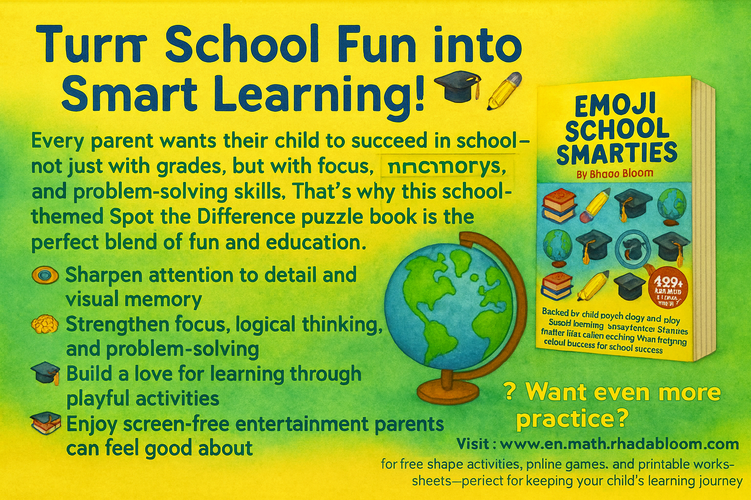 Emoji School Smarties: Spot the Difference Puzzle Book for Kids Ages 4–8 – Fun School-Themed Brain Games to Boost Focus, Memory & Observation Skills