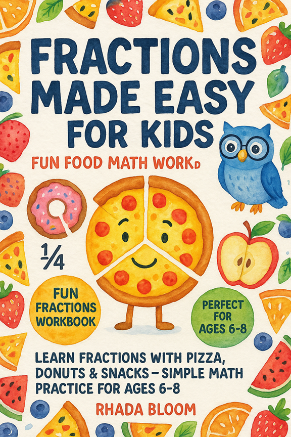 Fractions Made Easy for Kids – Fun Food Math Workbook: Learn Fractions with Pizza, Donuts & Snacks – Simple Math Practice for Ages 6–8